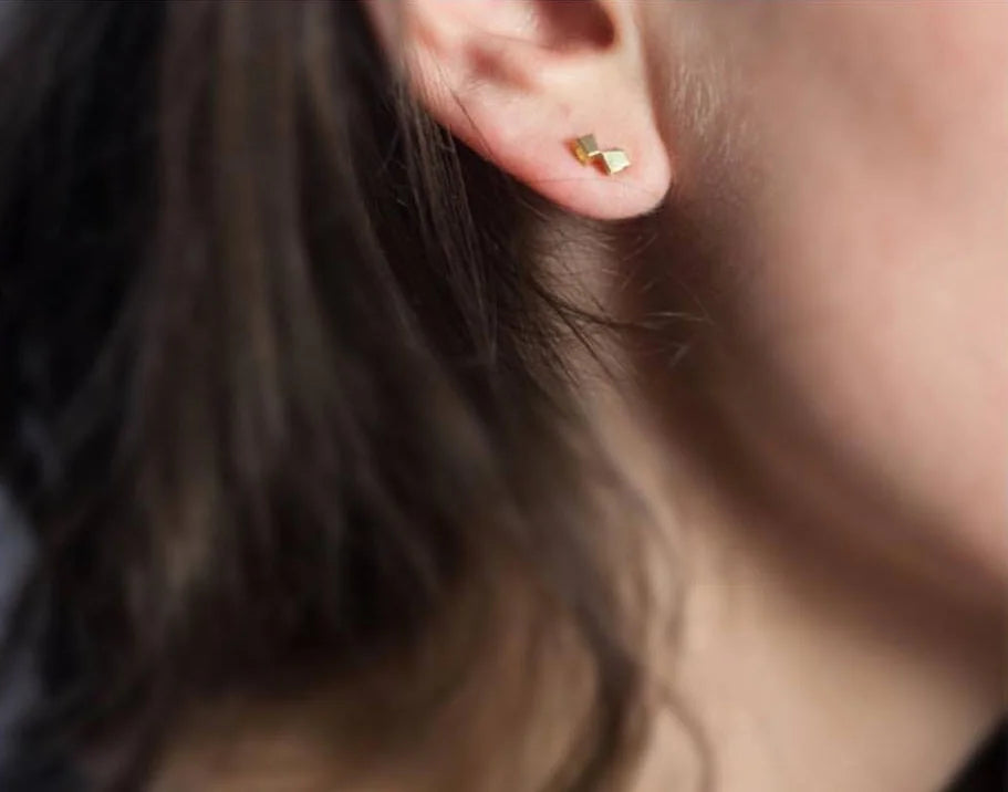 mini square studs - 18ct gold studs