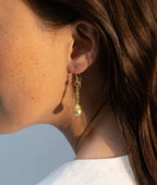 Melina Earrings - Yellow gold, sapphire, beryl & pearl earrings