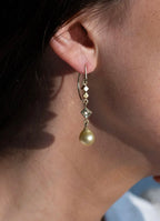 Melina Earrings - Yellow gold, sapphire, beryl & pearl earrings