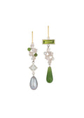 Aphrodite Earrings - Sterling silver, gold and green earrings