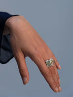 Beryl Cluster Ring - Sterling silver, 18ct gold and blue beryl ring