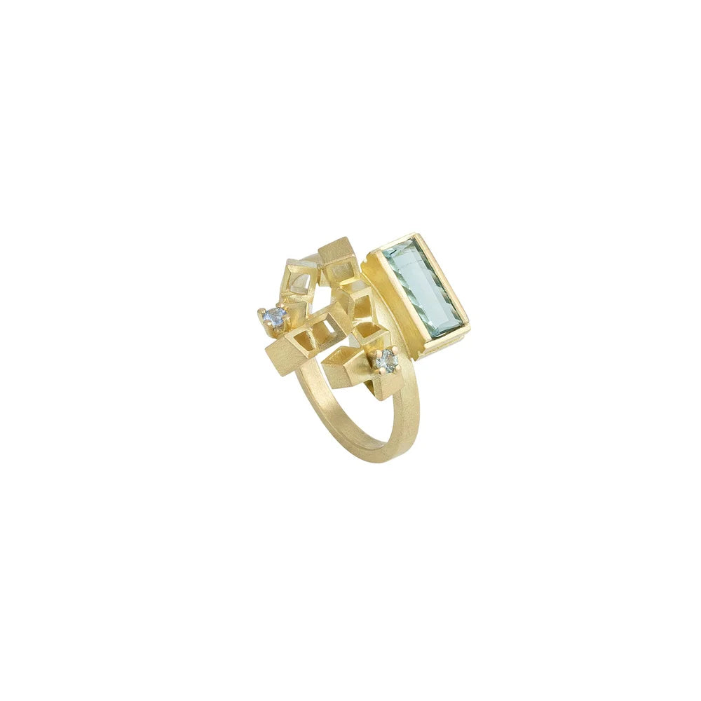 Crown Cluster Ring – 18ct Gold Tourmaline & Sapphire Ring
