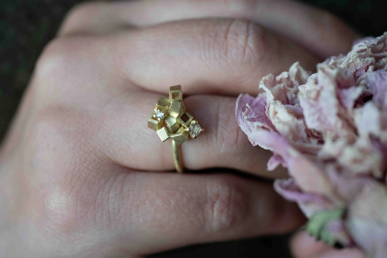 Rose Cluster - 18ct gold and Rose Cut Diamond Engagement Ring