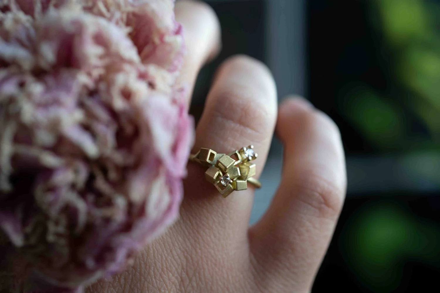 Rose Cluster - 18ct gold and Rose Cut Diamond Engagement Ring