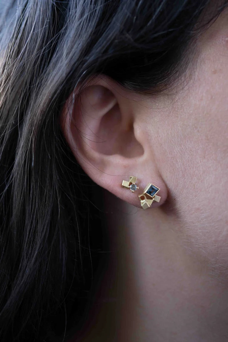 Mini Gem Stud - 18ct Gold and Green Sapphires