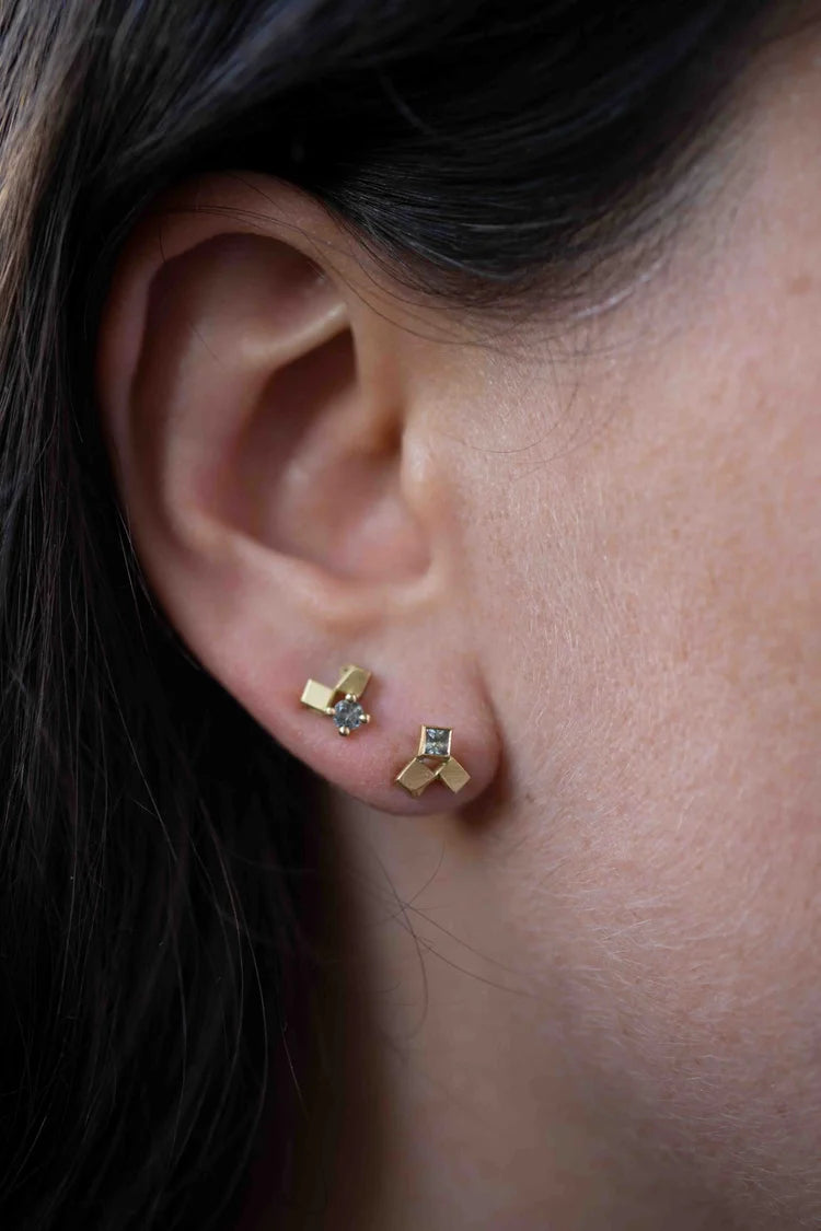 Mini Gem Stud - 18ct Gold and Green Sapphires