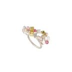 Dawn Cluster Ring - sterling silver, 18ct gold, pearl, tourmalin and morganite ring