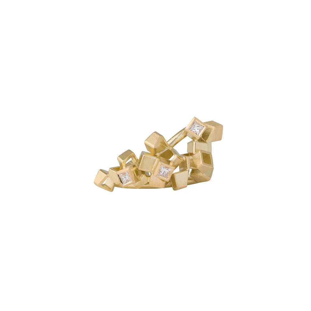 Diamond Cluster Ring - 18ct gold and Princess cut Diamond ring