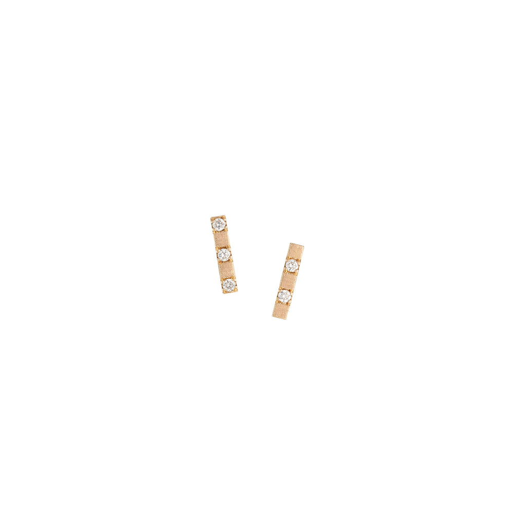 Diamond bar studs - 18ct gold earrings