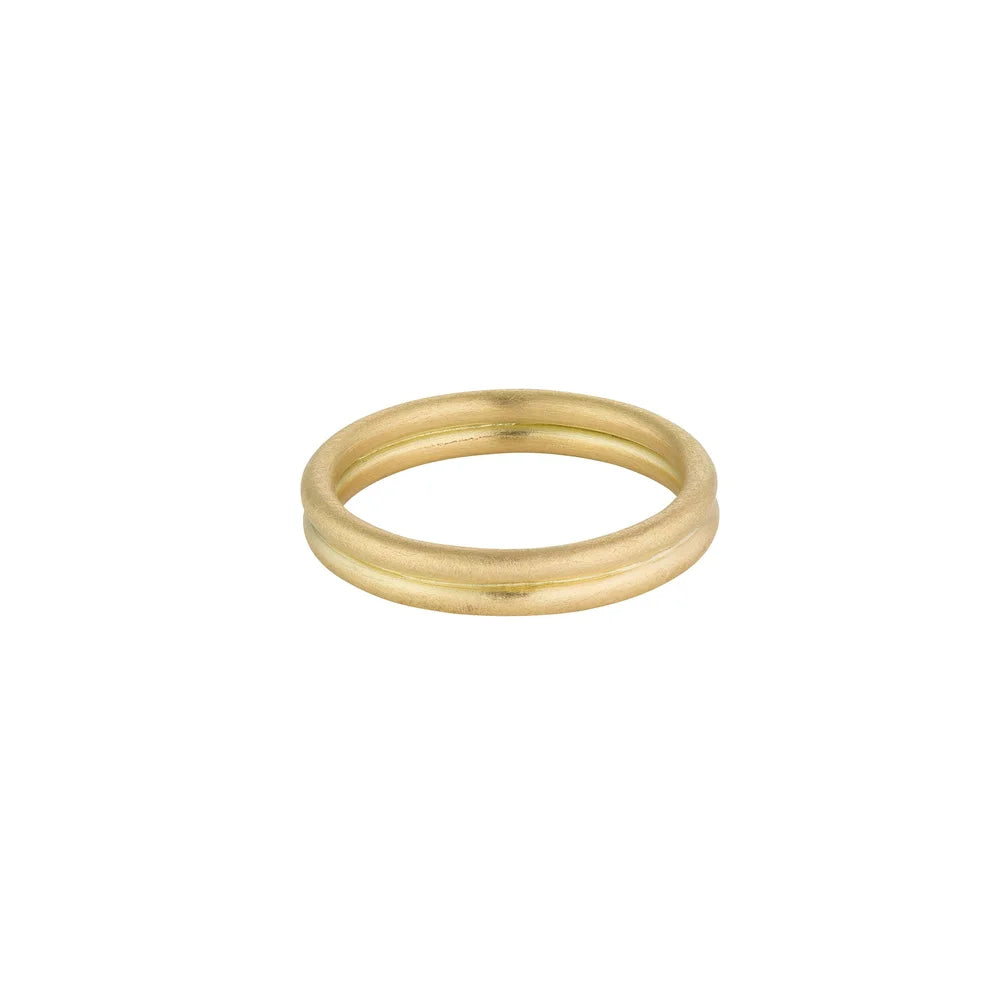 Double round latitude wedding band - 18ct gold wedding ring
