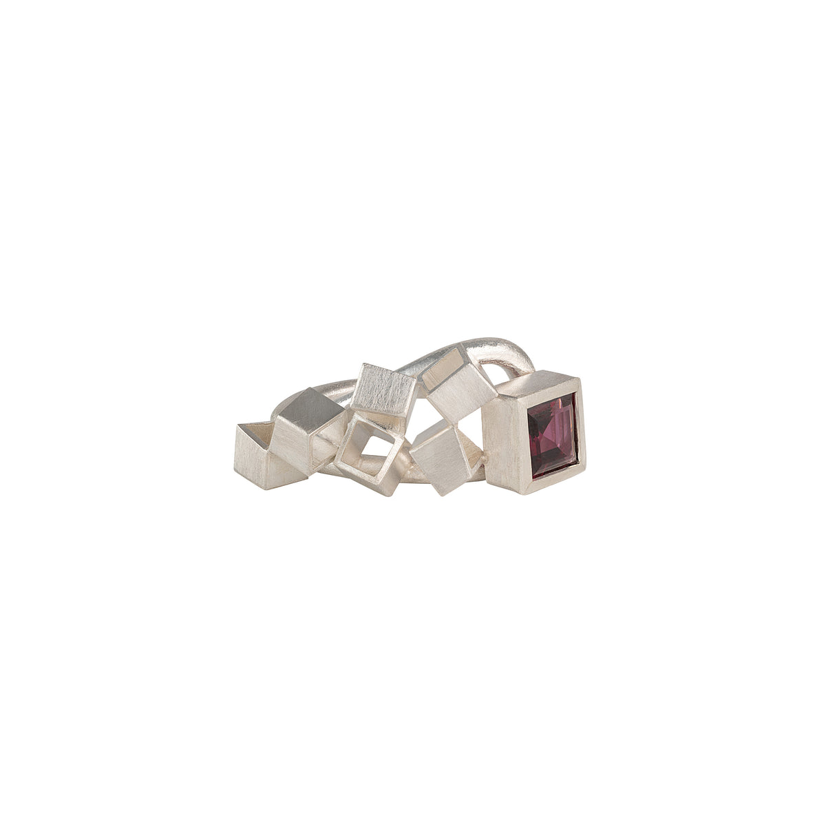OOAK Garnet Cluster Ring - Sterling silver, Garnet ring