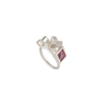 OOAK Garnet Cluster Ring - Sterling silver, Garnet ring