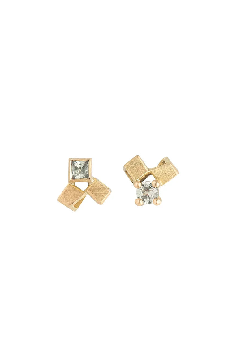 Mini Gem Stud - 18ct Gold and Green Sapphires