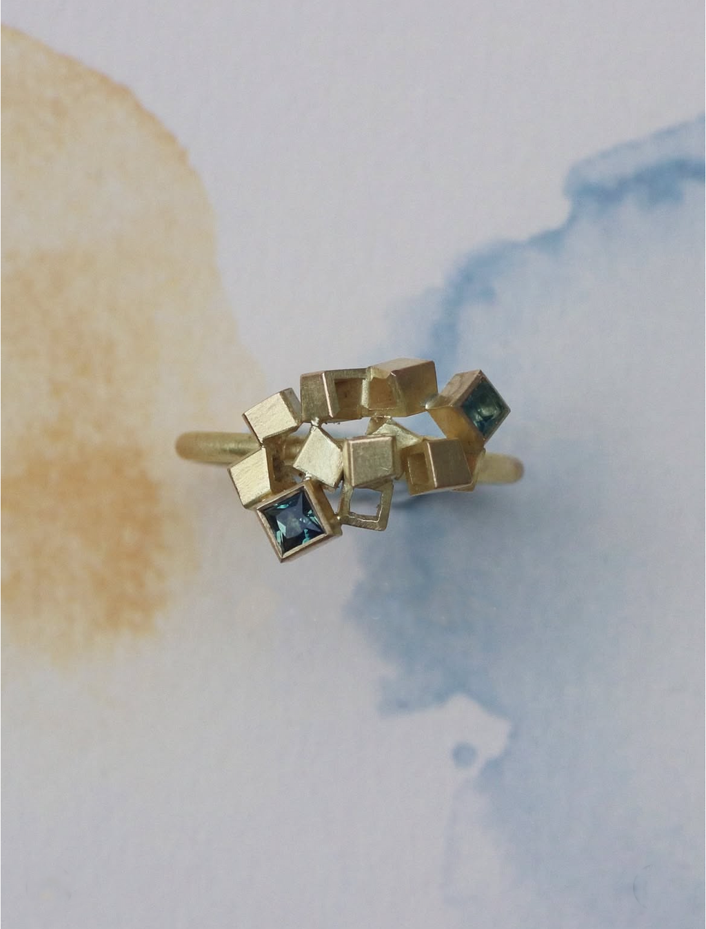 Princess-cut Sapphire Cluster Ring