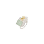 Beryl Cluster Ring - Sterling silver, 18ct gold and blue beryl ring