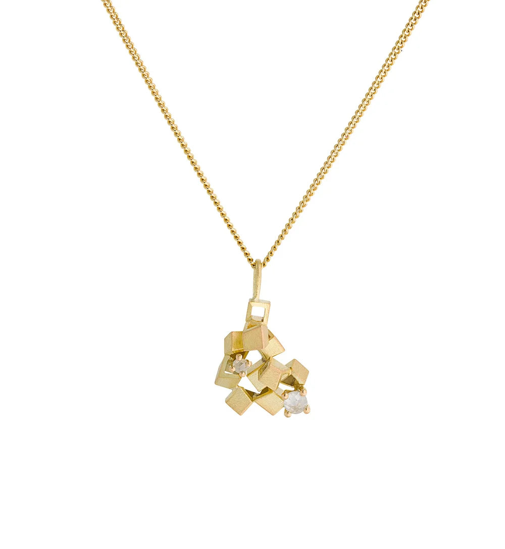 Icy Rose Cluster - 18ct Gold and Rose-Cut Diamond Pendant