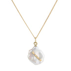 (Birth of) Venus Necklace - 18ct gold diamond and keshi pearl necklace