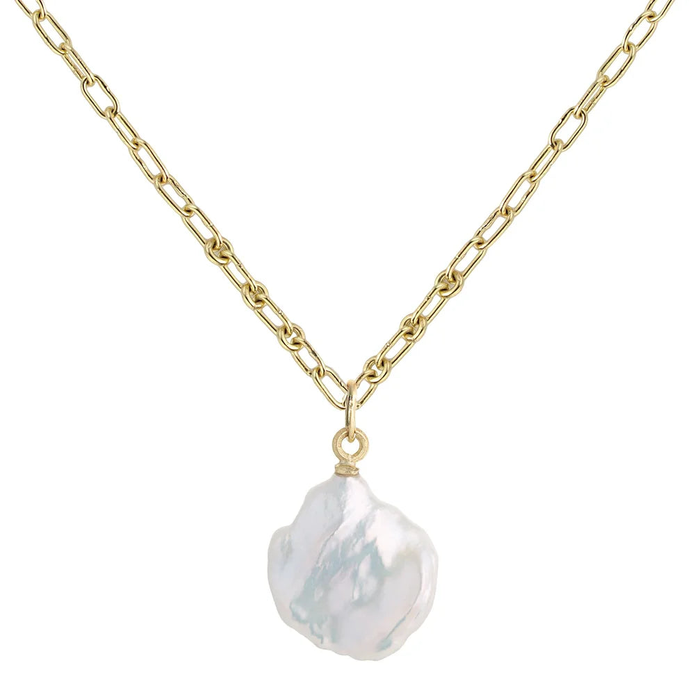 Venus Pendant - 18ct gold and keshi pearl necklace