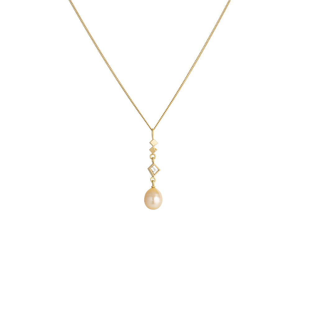 OOAK Malina Pendant - 18ct yellow gold with beryl and sea water pearl