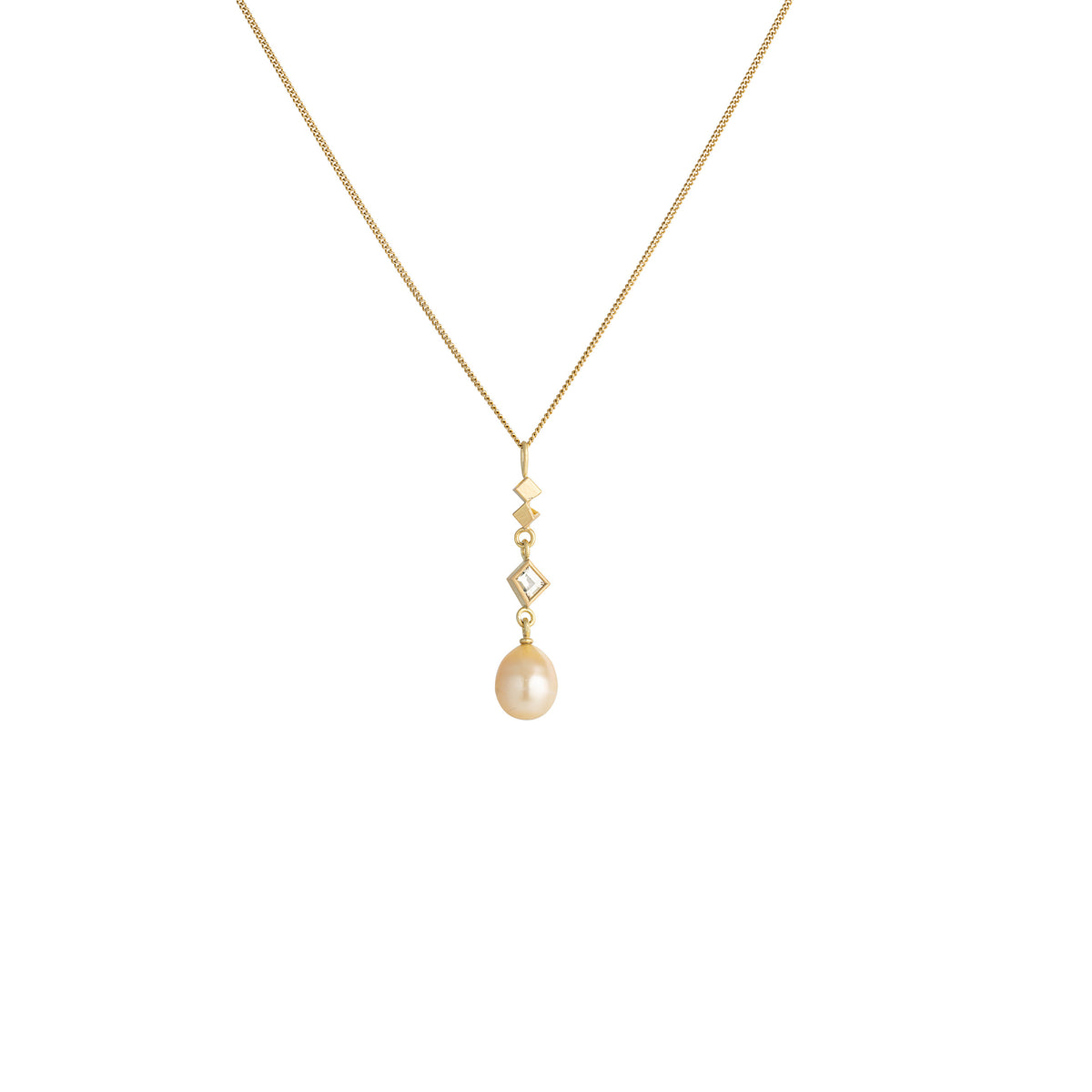 OOAK Malina Pendant - 18ct yellow gold with beryl and sea water pearl