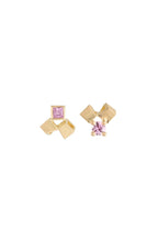 Mini gem studs - 18ct gold and pink sapphire