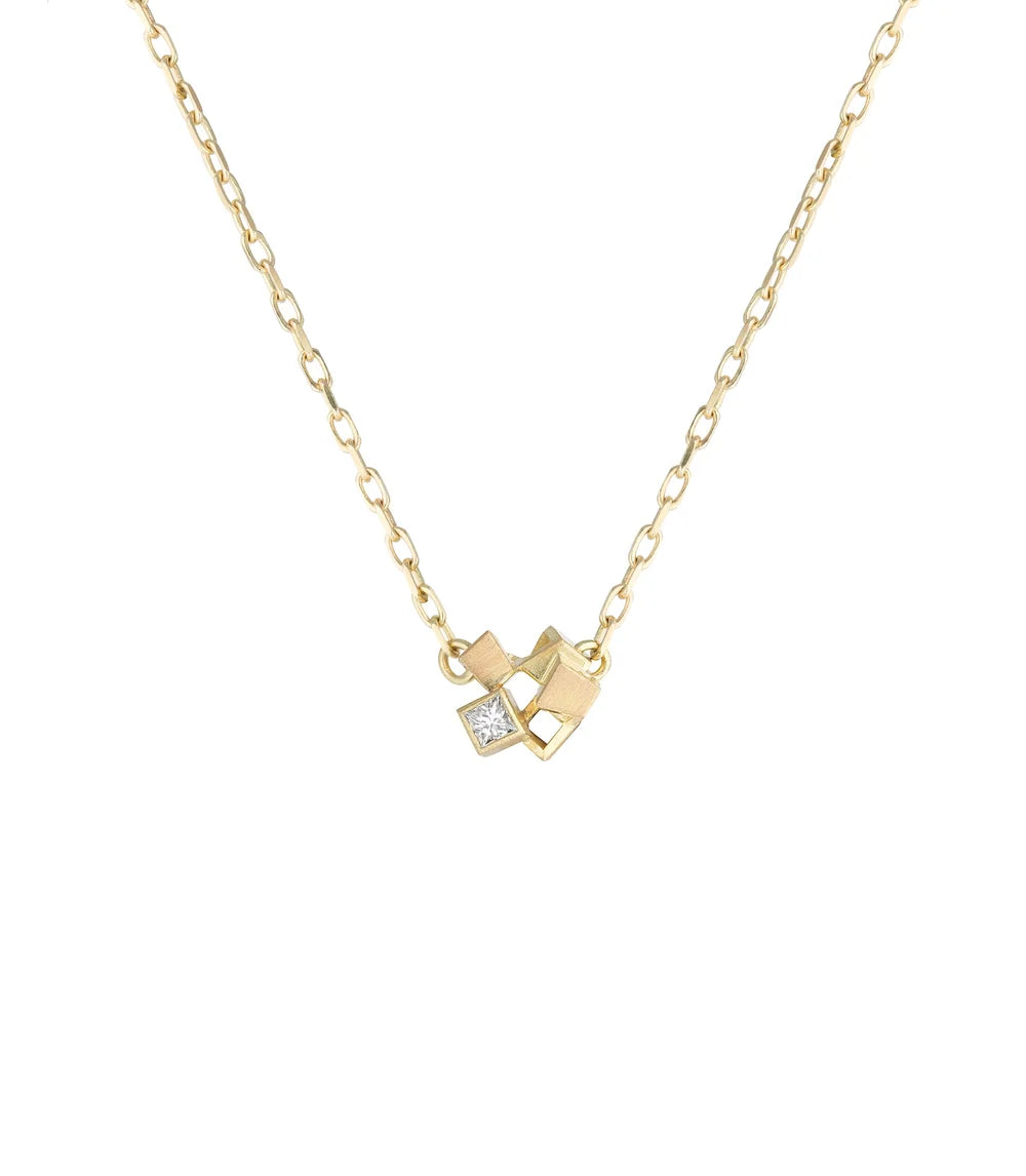 Mini Cluster Necklace - 18ct Yellow Gold and Diamond