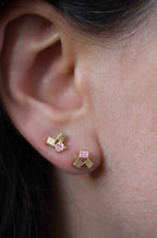 Mini gem studs - 18ct gold and pink sapphire
