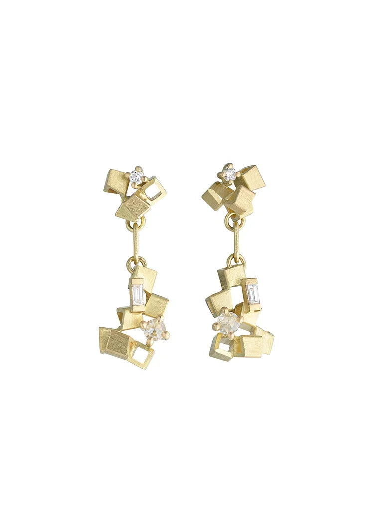 Rosalie Earrings - 18ct gold and diamond earrings