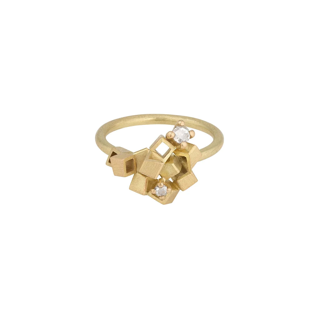 Rose Cluster - 18ct gold and Rose Cut Diamond Engagement Ring