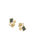 One-of-a-kind Earrings - Teal Sapphire & Gold Studs