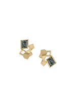 One-of-a-kind Earrings - Teal Sapphire & Gold Studs