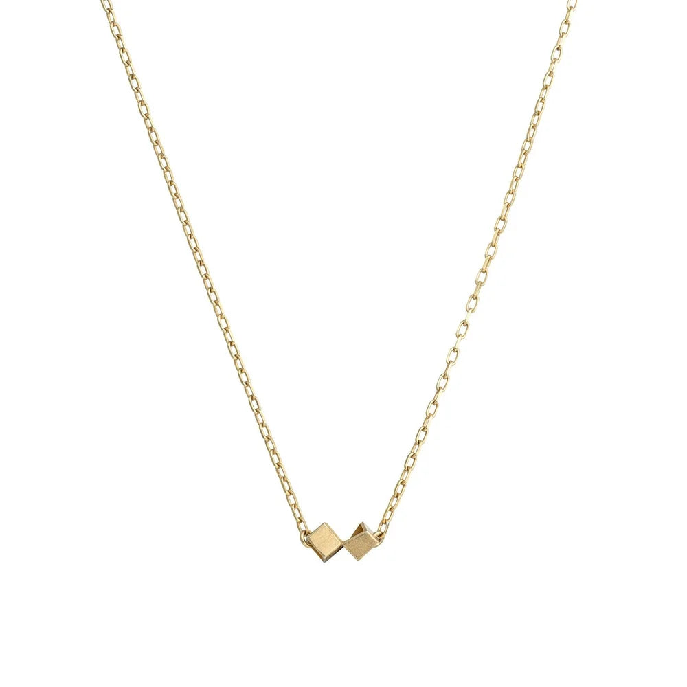 simple square necklace 18ct