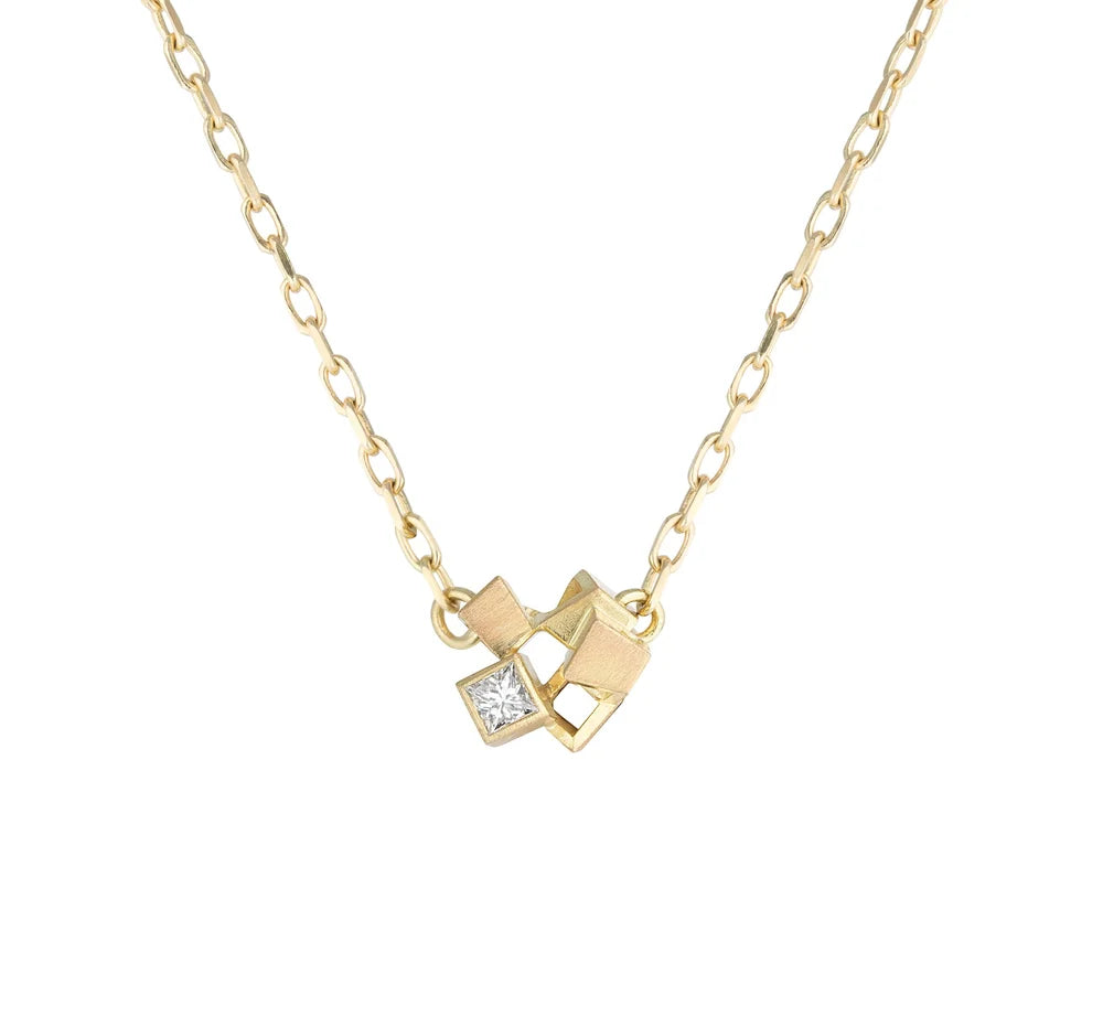 Mini Cluster Necklace - 18ct Yellow Gold and Diamond