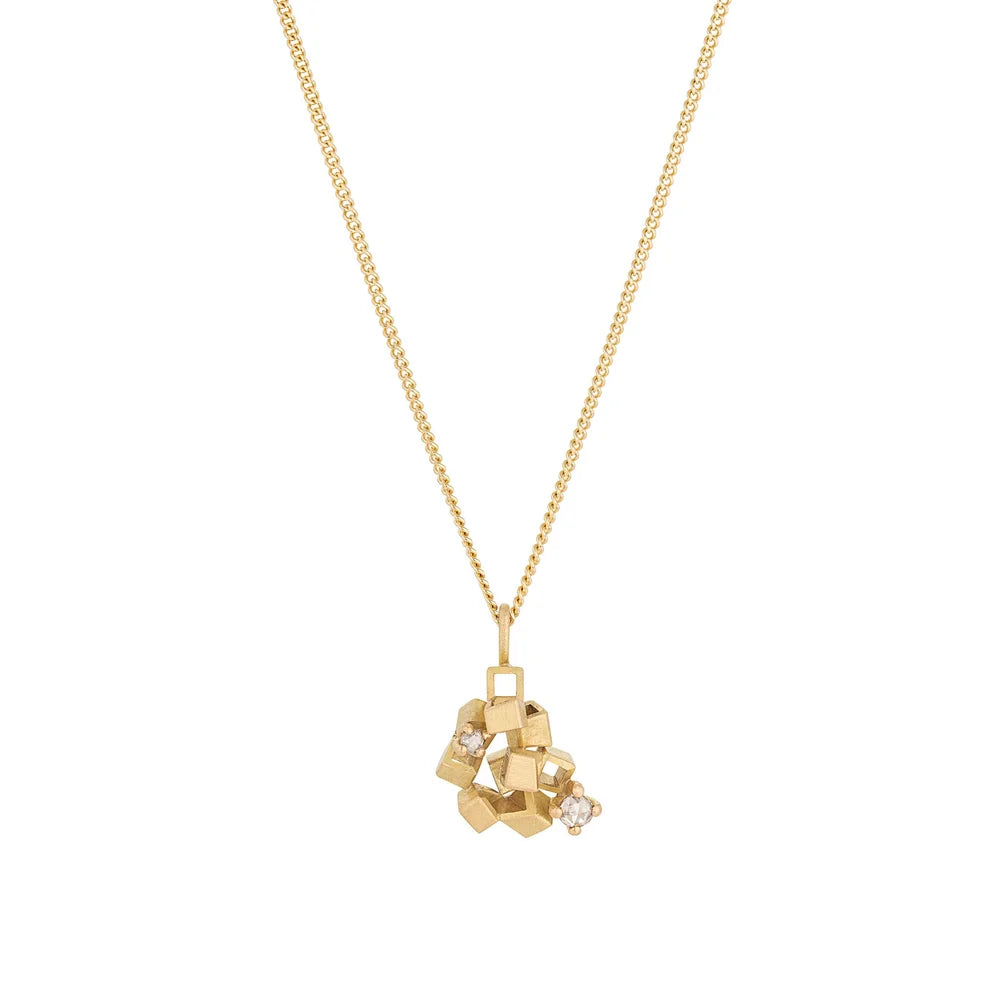 Rose Cluster - 18ct gold and Rose-Cut Diamond Pendant